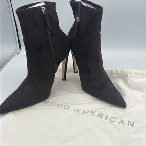 Good American Suede ChocolateBrown Zipper Boots Women’s SZ 10.5Made In Spain NEW
